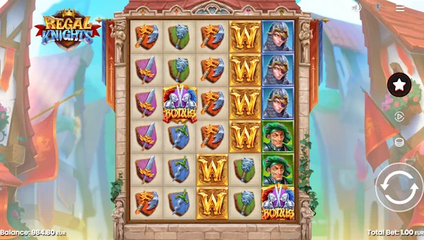 Regal Knights base game screenshot showing reels and features