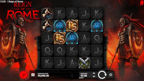 Reign of Rome base game screenshot showing reels and features