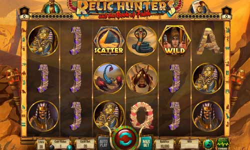 Relic Hunters and the Book of Faith base game screenshot showing reels and features