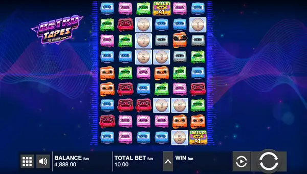 Retro Tapes base game screenshot showing reels and features