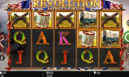 Revolution Patriots Fortune base game screenshot showing reels and features