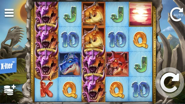 Rex Stampede base game screenshot showing reels and features