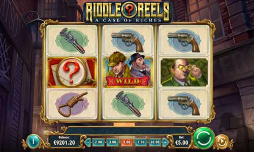 Riddle Reels A Case of Riches base game screenshot showing reels and features