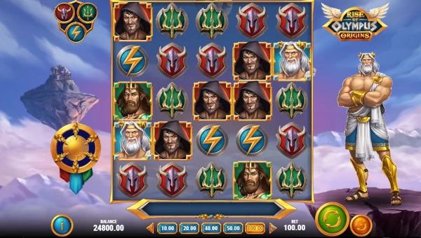 Rise of Olympus Origins base game screenshot showing reels and features