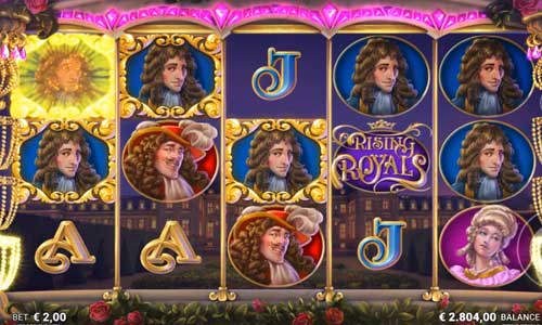 Rising Royals base game screenshot showing reels and features