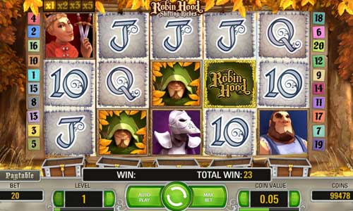 Robin Hood Shifting Riches base game screenshot showing reels and features