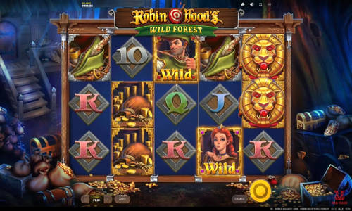 Robin Hoods Wild Forest base game screenshot showing reels and features