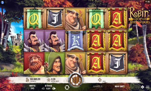 Robin of Sherwood base game screenshot showing reels and features