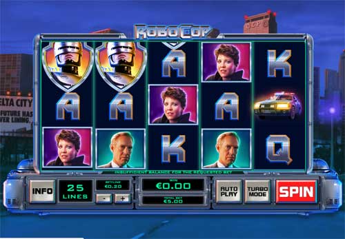 Robocop base game screenshot showing reels and features
