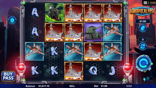 Robopocalypse base game screenshot showing reels and features