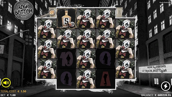 Rock Bottom base game screenshot showing reels and features