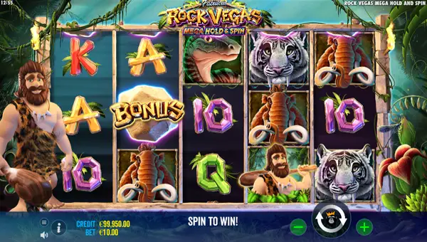 Rock Vegas base game screenshot showing reels and features