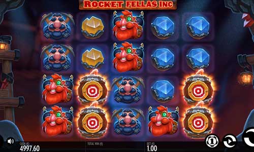 Rocket Fellas Inc base game screenshot showing reels and features