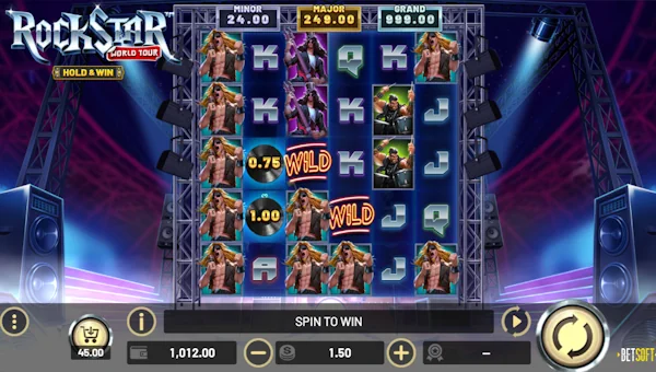 Rockstar World Tour base game screenshot showing reels and features