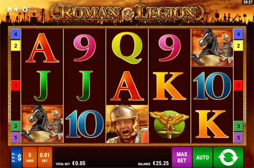 Roman Legion base game screenshot showing reels and features