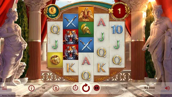 Rome The Golden Age base game screenshot showing reels and features