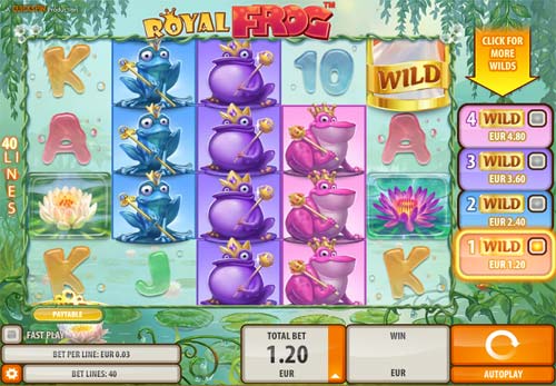 Royal Frog base game screenshot showing reels and features