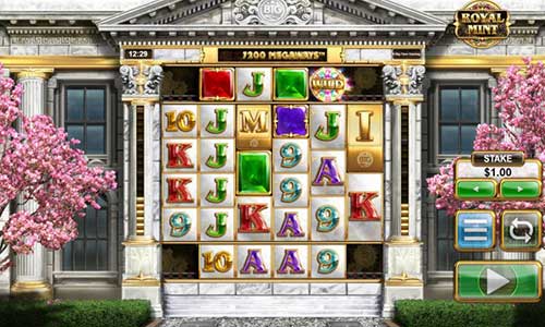 Royal Mint Megaways base game screenshot showing reels and features