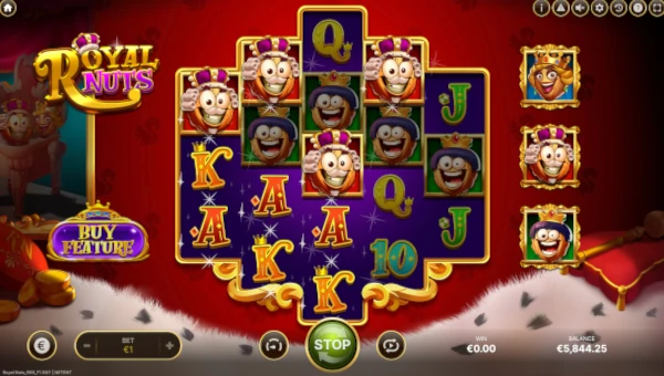 Royal Nuts base game screenshot showing reels and features