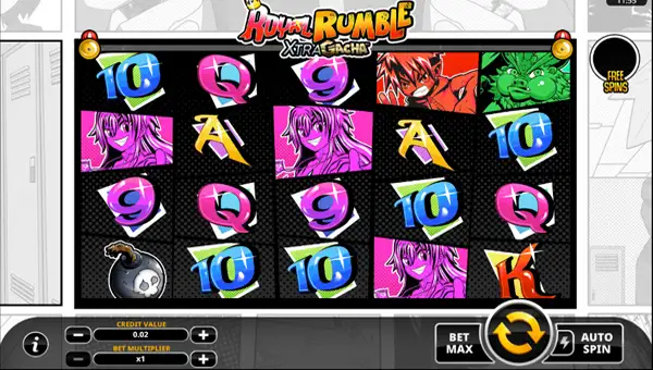 Royal Rumble base game screenshot showing reels and features