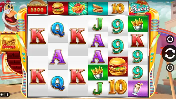 Royale With Cheese Megaways base game screenshot showing reels and features