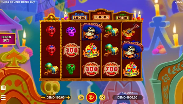 Rueda de Chile base game screenshot showing reels and features