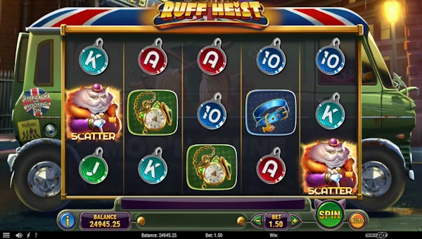 Ruff Heist base game screenshot showing reels and features