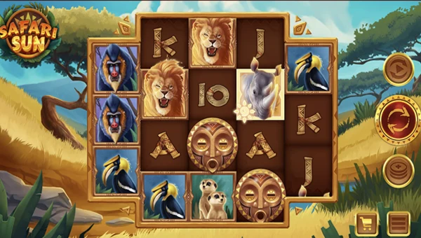 Safari Sun base game screenshot showing reels and features