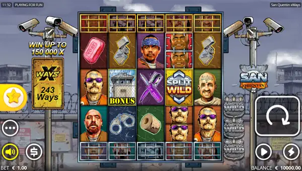 San Quentin base game screenshot showing reels and features