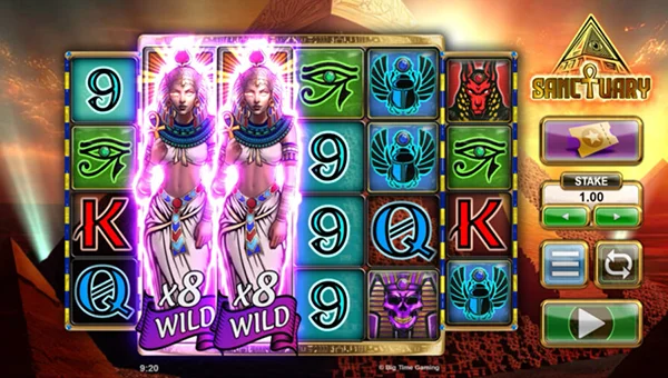 Sanctuary base game screenshot showing reels and features