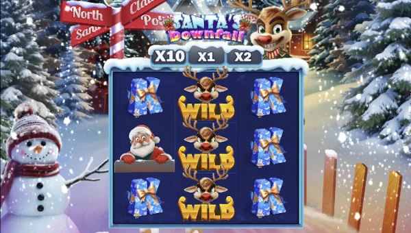 Santas Downfall base game screenshot showing reels and features
