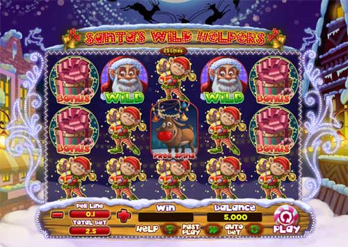 Santas Wild Helpers base game screenshot showing reels and features
