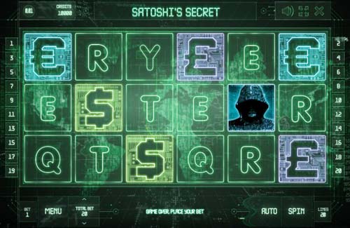 Satoshis Secret base game screenshot showing reels and features