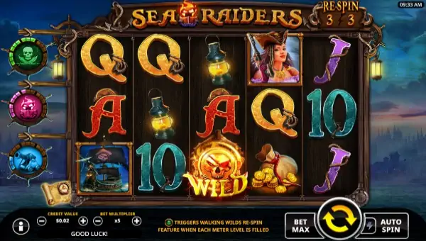 Sea Raiders base game screenshot showing reels and features