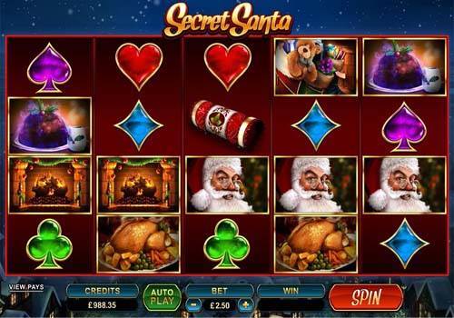 Secret Santa base game screenshot showing reels and features