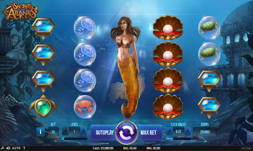 Secrets of Atlantis base game screenshot showing reels and features