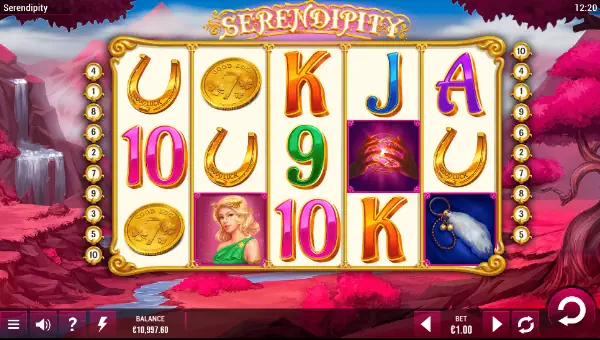 Serendipity base game screenshot showing reels and features