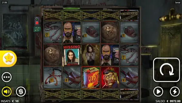 Serial base game screenshot showing reels and features