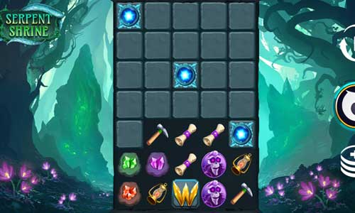 Serpent Shrine base game screenshot showing reels and features