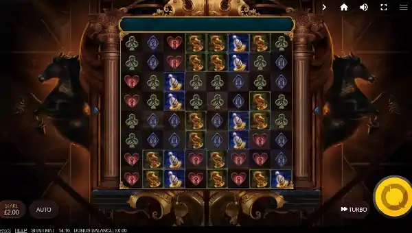 Shah Mat base game screenshot showing reels and features