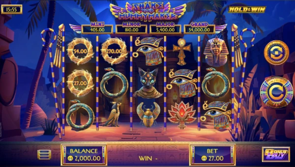 Shake Your Mummymaker base game screenshot showing reels and features
