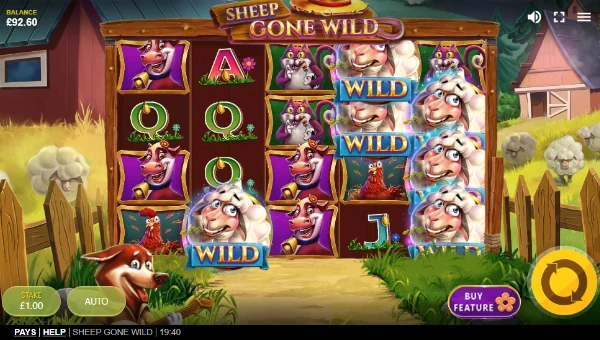 Sheep Gone Wild base game screenshot showing reels and features