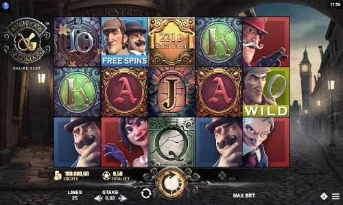 Sherlock of London base game screenshot showing reels and features