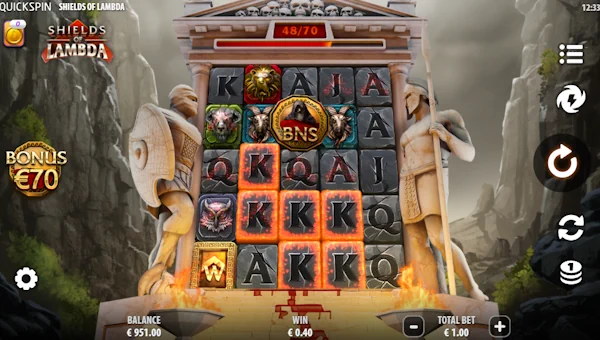 Shields of Lambda base game screenshot showing reels and features