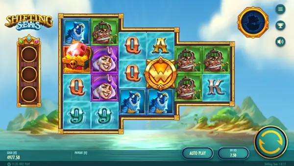 Shifting Seas base game screenshot showing reels and features