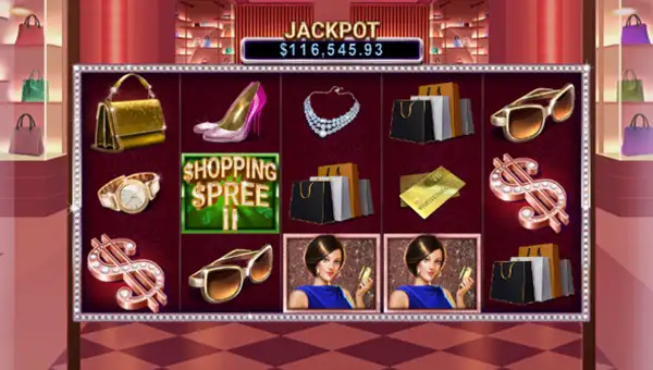 Shopping Spree 2 base game screenshot showing reels and features