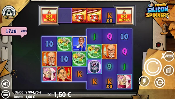 Silicon Spinners base game screenshot showing reels and features