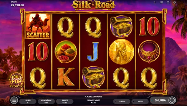 Silk Road base game screenshot showing reels and features