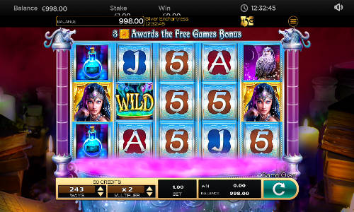 Silver Enchantress base game screenshot showing reels and features