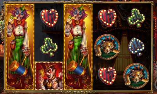 Sinister Circus base game screenshot showing reels and features